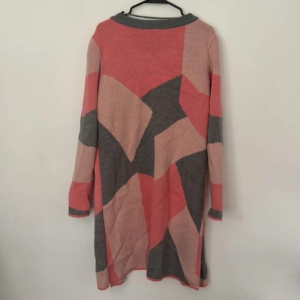 Vero Moda VMSEATTLE Long Sleeve Open Coatigan Pink & Grey Long Cardigan in Sz L